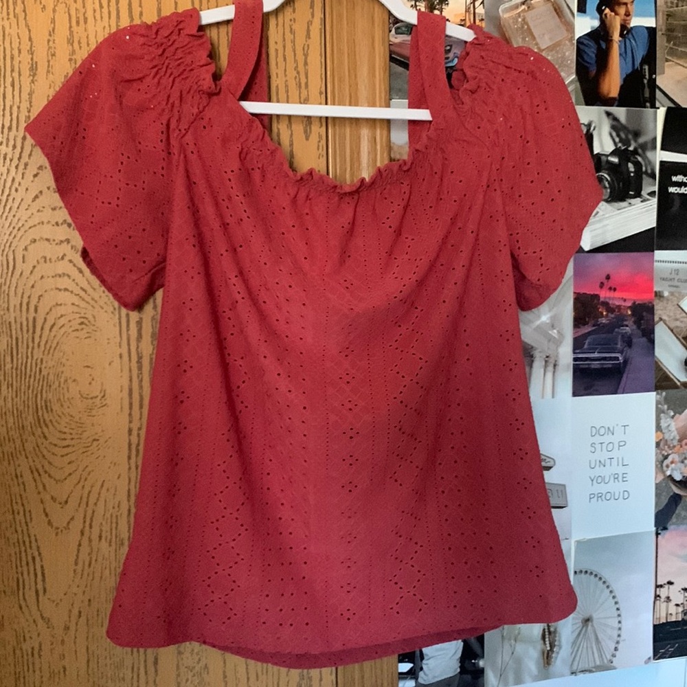 Red tank top short sleeve shirt